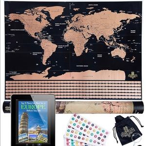 Scratch Off World Map Poster For Travelers, Kids